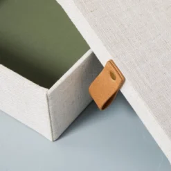Fabric Storage Box With Faux Leather Accent Cream - Hearth & Hand™ With Magnolia -Hearth & Hand with Magnolia GUEST 70070d36 5cf8 479b 84a5 202e1b7fc72b