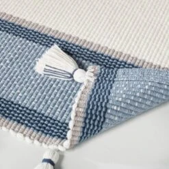 20" X 32" Color Block Stripe Tassels Bath Rug Faded Blue/White - Hearth & Hand™ With Magnolia -Hearth & Hand with Magnolia GUEST 965eb334 1e31 467e 9a9f 35ffecd97d72
