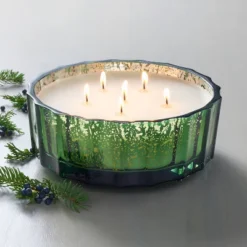 Mercury Glass Cypress & Pine Jar Christmas Candle Green 32oz - Hearth & Hand™ With Magnolia