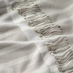 Tonal Plaid Stripes Woven Stadium Blanket Cream/Gray - Hearth & Hand™ With Magnolia -Hearth & Hand with Magnolia GUEST a547a455 2807 47d4 81a0 5dc93e6ede8a