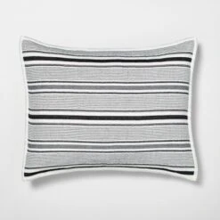Textured Stripe Pillow Sham Dark Gray/Cream - Hearth & Hand With Magnolia -Hearth & Hand with Magnolia GUEST b0608181 3b6d 4688 8af4 76eb9e213a88