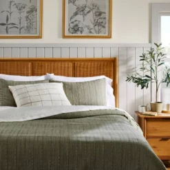 26"x26" Grid Lines Matelassé Euro Bed Pillow - Hearth & Hand™ With Magnolia